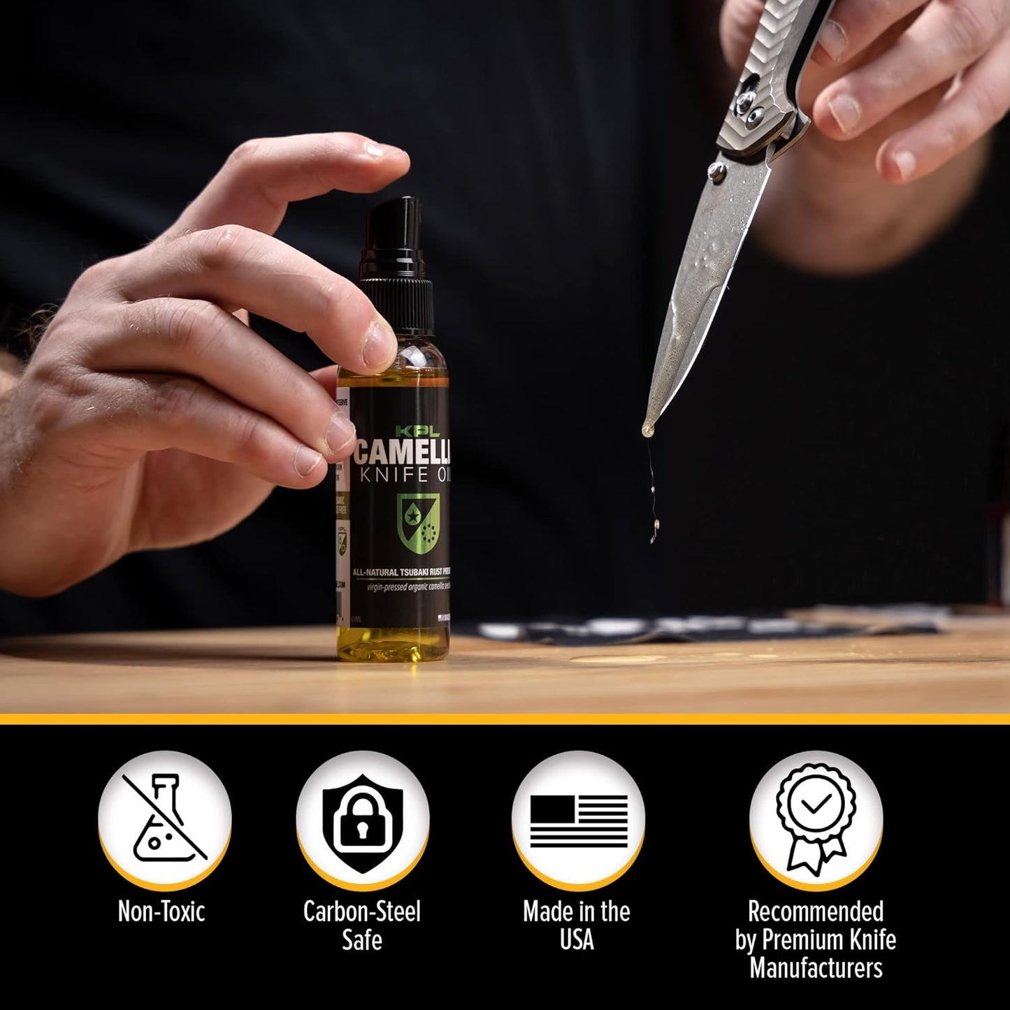 Knife Pivot Lube – Camellia Knife Oil for Blades – Tsubaki, Honing Oil for Cleaning and Blade Care – 60ml Spray Bottle
