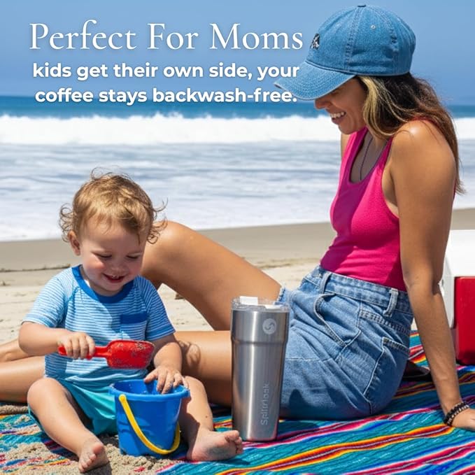 Splitflask 2-in-1 Hot & Cold Vacuum Insulated 30oz Tumbler, Stainless Steel, Dual Chamber, Leak-Proof, BPA-Free, Split Cup, 2 Drink, 2 Sides, Cup Holder Friendly, Coffee & Water (Hartley Black)