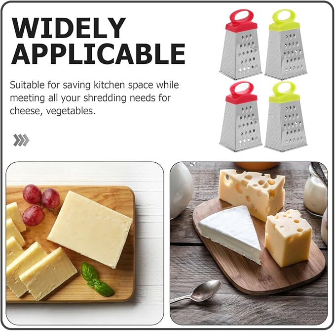 4pcs Mini Cheese Grater: Box Grater Stainless Steel Fine Coarse Handheld Slicer For for Kitchen Cheese Garlic Ginger Vegetable Potatoes