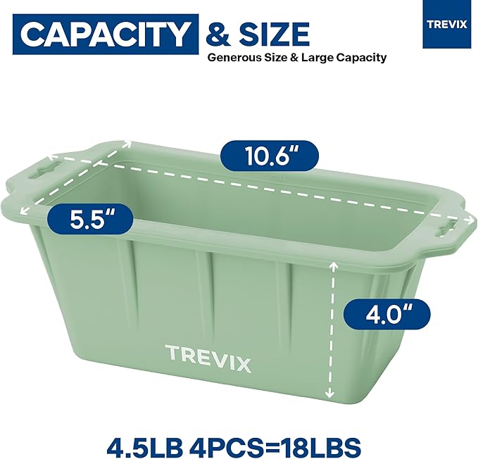 Trevix Ice Block Mold for Ice Bath (4 PCS) - Makes 18 LBS Large Ice Cube Molds, Reusable Ice Cube Tray, Large Silicone Ice Molds (Green, 4pcs(18lbs))