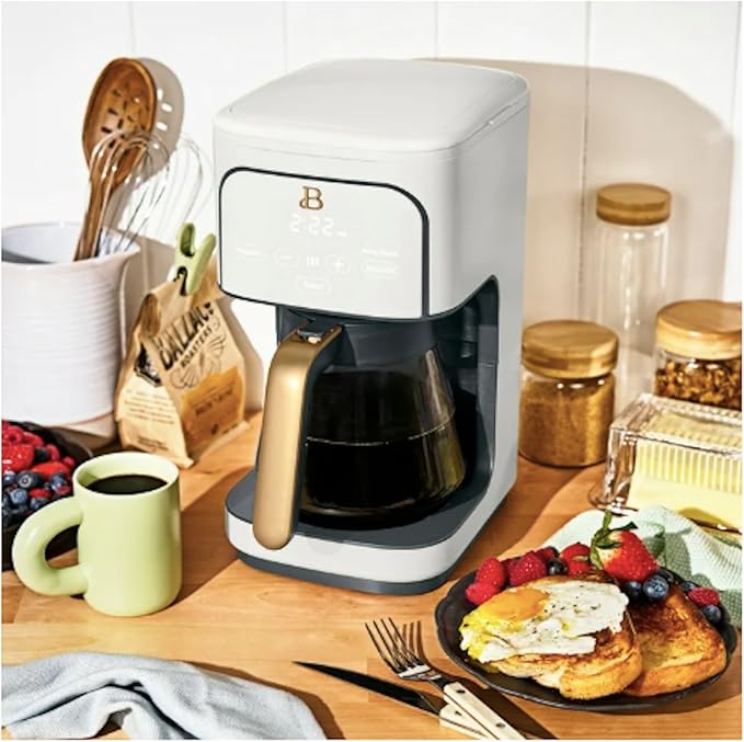 Beautiful 12-Cup Programmable Drip Coffee Maker by Drew Barrymore (White)
