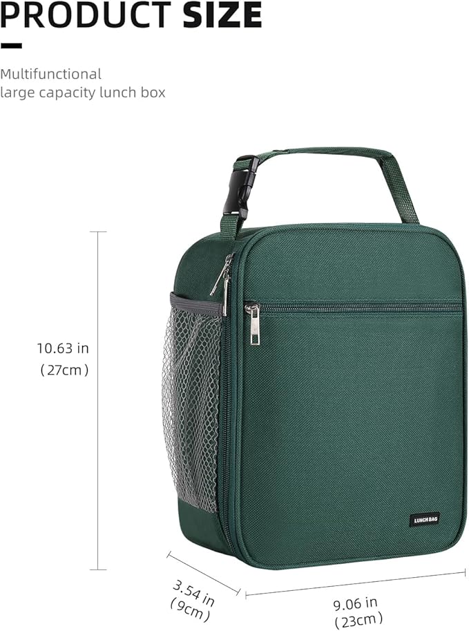 Lovoeo Lunch box Lunch bag for men women Insulated Lunchbox Lunch bags for Work Picnic Travel(Deep green)