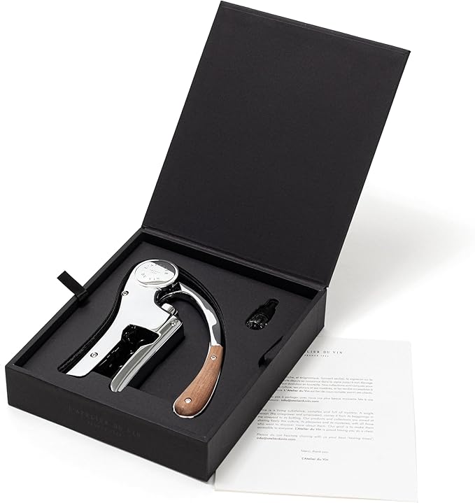 L'Atelier du Vin Oeno Motion Silver & Wood Lever Corkscrew | Luxury Wine Bottle Opener Premium Gift Box Hand Made Wine Tasting Accessories, Sommelier, Bartenders, Table Centerpiece Designed In France