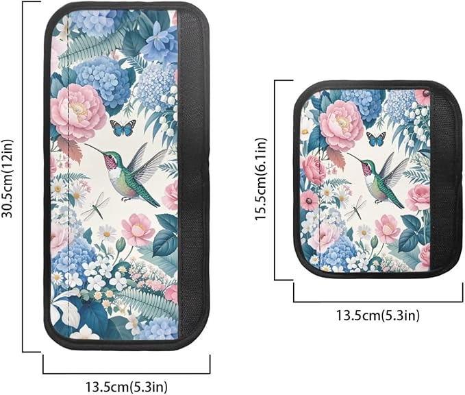 Refrigerator Door Handle Covers Set of 6 Washable Electric Appliance Decor Handles Anti-Skid Kitchen Accessories for Indoor Home Decor, Hummingbird Peony Daisy Butterfly