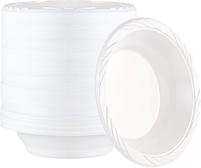 PLASTICPRO 100 Count Disposable 18 ounce White Plastic Soup Bowls