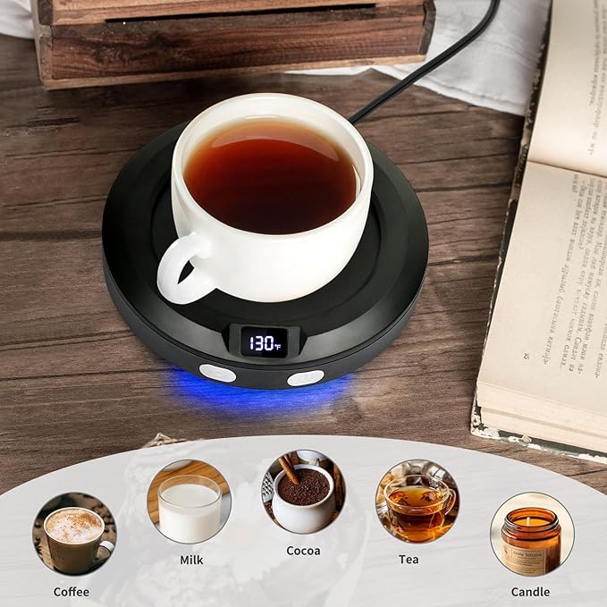 VOBAGA Coffee Mug Warmer with 2-12H Auto Shut Off & 3 Temperature Setting for Desk Candle Warmer Plate Coffee Accessories Gift（No Mug）