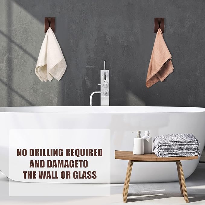 Boao 4 Pcs Self Adhesive Towel Hook Holder Grabber Stainless Steel Kitchen Dish Towel Hook Wall Mount Non Drilling Hangers Rack Hand Tea Holders for Bathroom Accesories Kitchen Gadgets(Brown)