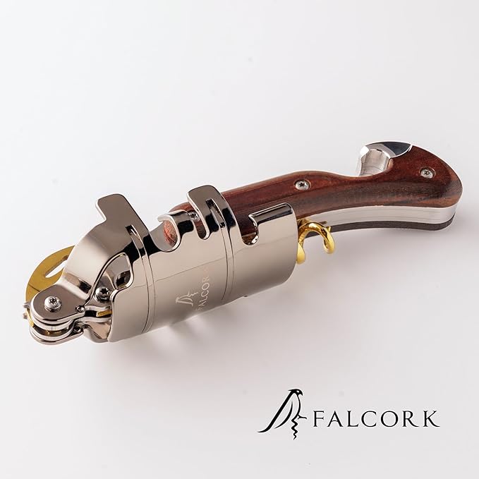 Corkscrew for Professionals FALCORK® 354 – Control – 3-Step Lever, 6-Turn Helix and Generous Wooden Handle for Maximum Smoothness and Controlled Technique on Fine Wine Corks