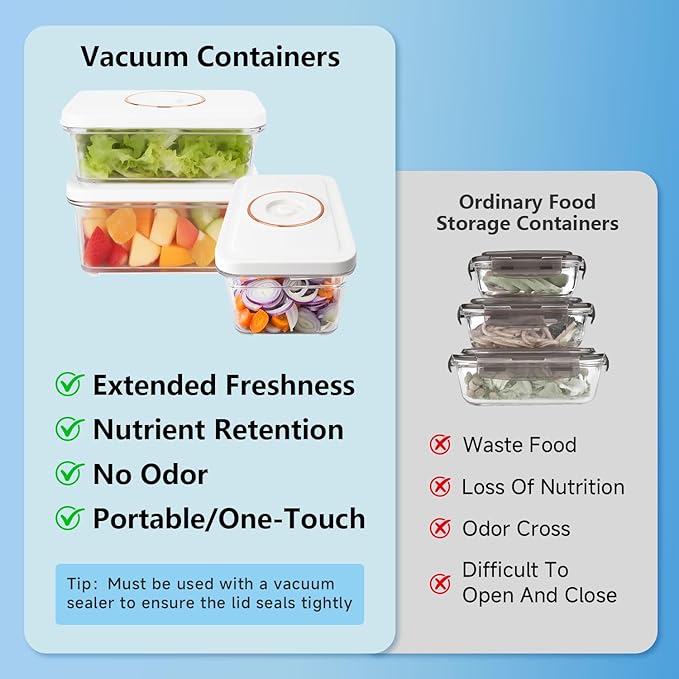 Vixino Vacuum Sealer for Food, Compact Handheld Vacuum Sealer Machine with 30 Reusable Bags & 3 Containers, Seals Liquids & All Foods, Portable for Sous Vide, Travel,Camping, Kitchen, Gifts