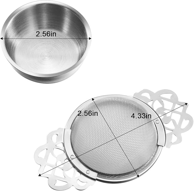 Hotop 4 Pack Fine Mesh Tea Strainer with Bowl, Stainless Steel Tea Infusers Strainers Tea' Filter with Handle for Loose Tea' Juice Coffee Filter, Fit 2.5-4 Inch Cup Mouth (Sliver)