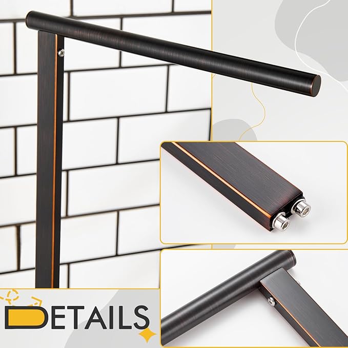 KOKOSIRI Hand Towel Bar Stand Towel Rack with Steady Marble Base for Bathroom Vanity Countertop, Oil Rubbed Bronze Stainless Steel 15.7'' Height THS0006-ORB