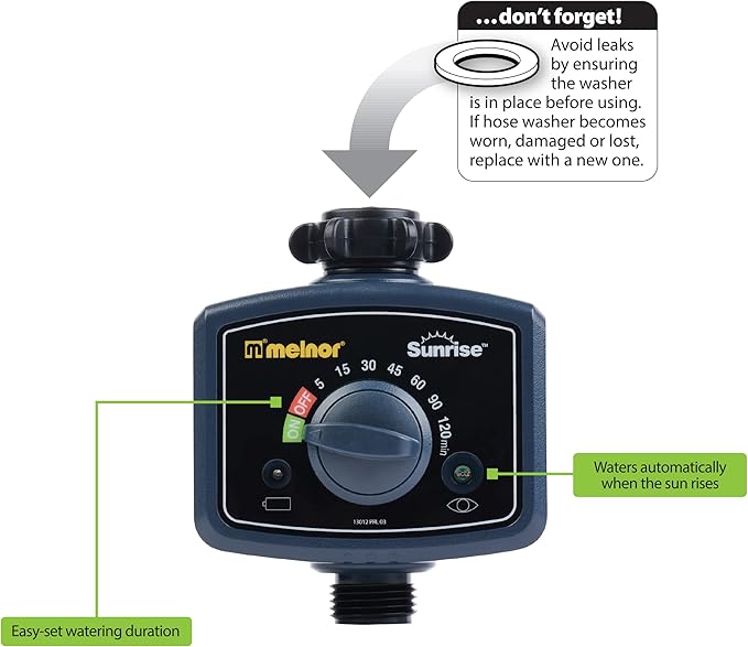 Melnor 65164AMZ Sunrise Daily Water Timer, Grey, Black