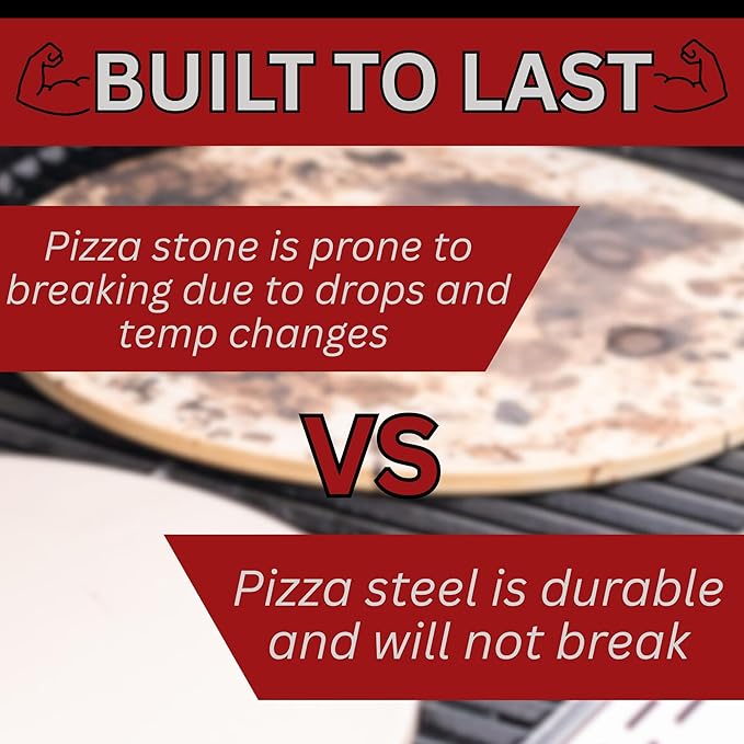 ThermiChef 14x20 Pizza Steel, 3/16" Thick, 13.7 lbs - Cooking Steel for Oven & Grill - Made in USA