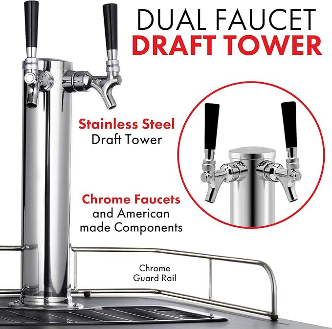 Kegco HBK309X-2 Keg Dispenser, 2 faucet without keg Black Stainless Steel
