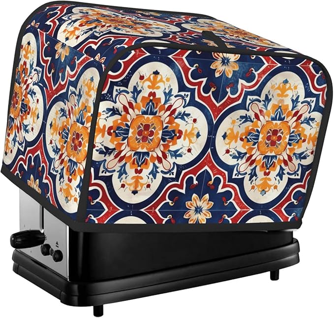 Purple Red Mandala Toaster Cover 2 Slice, Cute Rural Bread Machine Cover, Washable Dust-Proof Cover for Kitchen Small Appliance Cover,with Top Handle