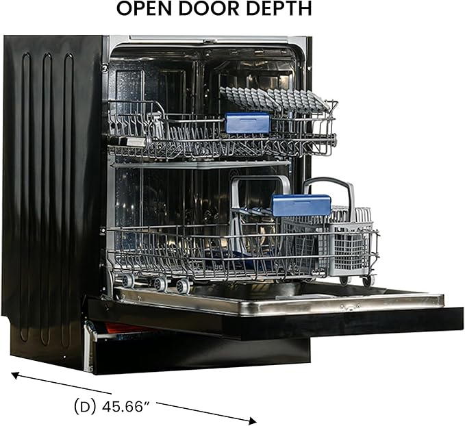 Equator24" Built in Dishwasher 14 Place Setting Wine Rack 8 Wash FAST 50 Delay1/2Load 110V E-Star ADA in Black