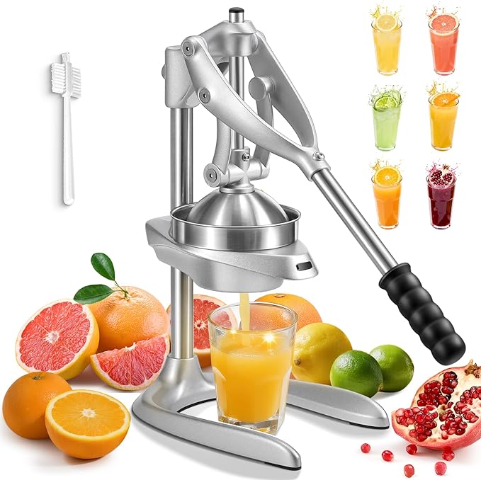 Manual Juicer, Sopito Effortless Stainless Steel Juicer Press Heavy Duty Citrus Squeezer for Orange Lemon Grapefruit Pomegranate, Easy to Clean