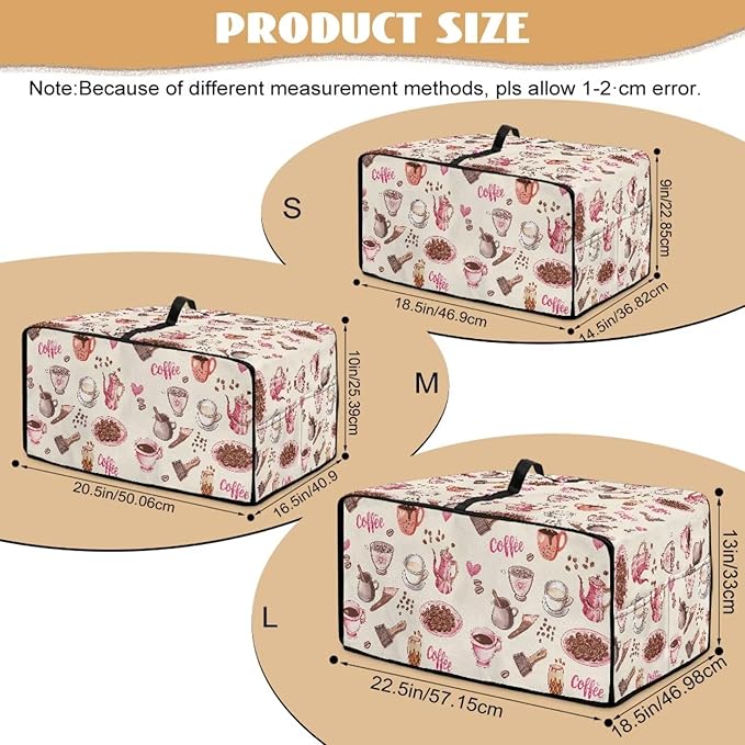 Toaster Oven Dust Cover Dustproof Stylish Convection Microwave Ovens Cover Stain-resistant Small Countertop Appliance Protector, S, Coffee Mocha Pot Beige Pink