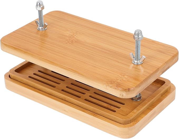 OSALADI Tofu Press and Drainer with Adjustable Pressure, 26x15cm Soybean Curd Mold for Homemade Bean Curd Making, 3-layer Drainage Tray Kitchen Tool for Home Tofu Maker