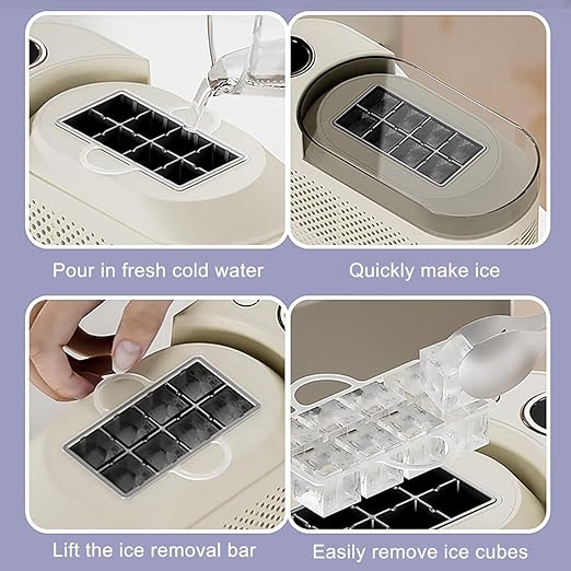 Mini Ice Maker Machine Counter Top for Home, Ice Ready in 10 Mins, Low Noise & Energy Saving, Easy to Clean, Portable Small Clear Ice Cube Maker for Kitchen (Purple Standard)