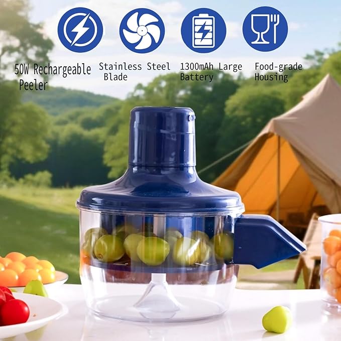 Automatic Electric Grape & Garlic Peeler Machine, Rechargeable Fruit Peeler with Stainless Steel Blade, Cordless One-Touch Kitchen Gadget for Cherry Tomatoes and Small Fruits