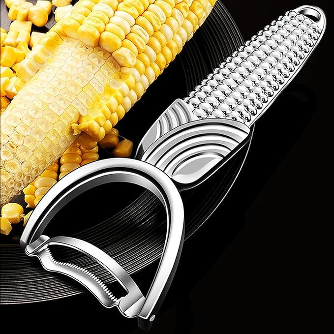 Maxjoy Corn Peeler & Cob Stripper Tool - Stainless Steel Kernel Remover for Corn on the Cob