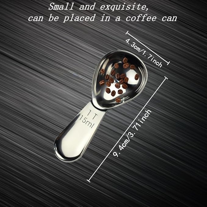 CoaGu Short Handle Coffee Scoop 15ml (1 Tbsp) - Stainless Steel Measuring Spoon for Ground Coffee, Spices & Protein Powder - Compact Design Fits Small Jars, Dishwasher Safe & Rust-Resistant