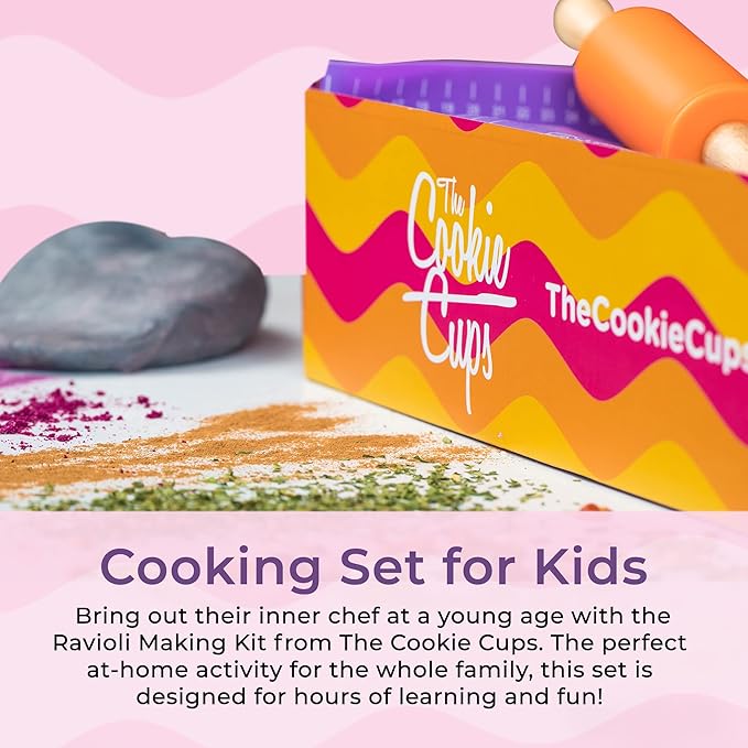 Cookie Cups The Rainbow Ravioli Making Kit, Kids Baking Set for Fun & Realistic Pasta Making, At-Home Ravioli Maker with Complete Supplies, Kids Baking Sets for Girls & Boys Aged 3 Years and Up