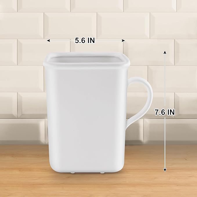 2026 Upgraded Vintage Kitchen Utensil Holder - Ceramic Utensil Crock Large Capacity Anti-tip, Modern Countertop Organizer for Farmhouse/Rustic/Contemporary Kitchen Decor(Matte White)