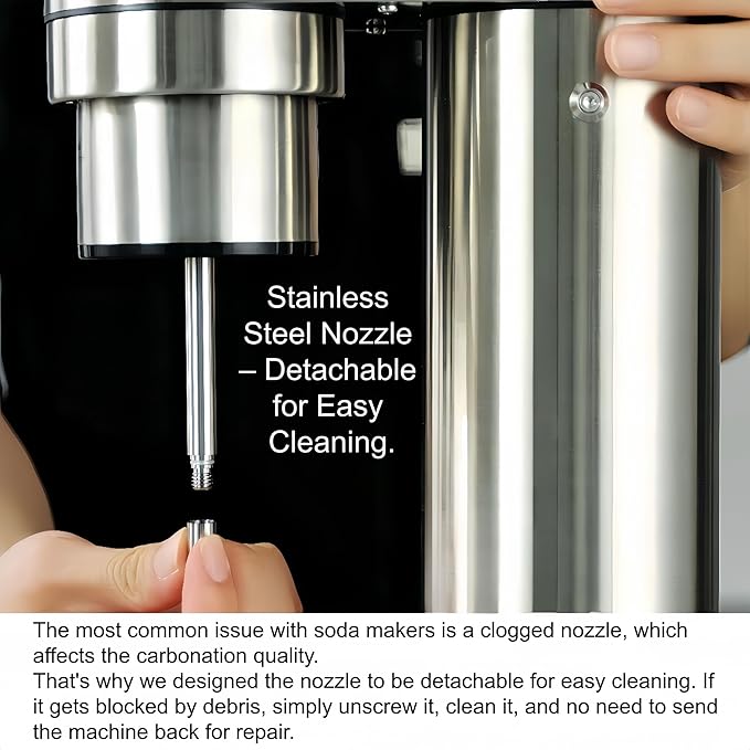 304 Stainless Steel Sparkling Water Maker -Carbonates Any Drink Soda Maker, Carbonator Machine with BPA Free Bottles(1L+0.5L) (CO2 Carbonator NOT Included) Black