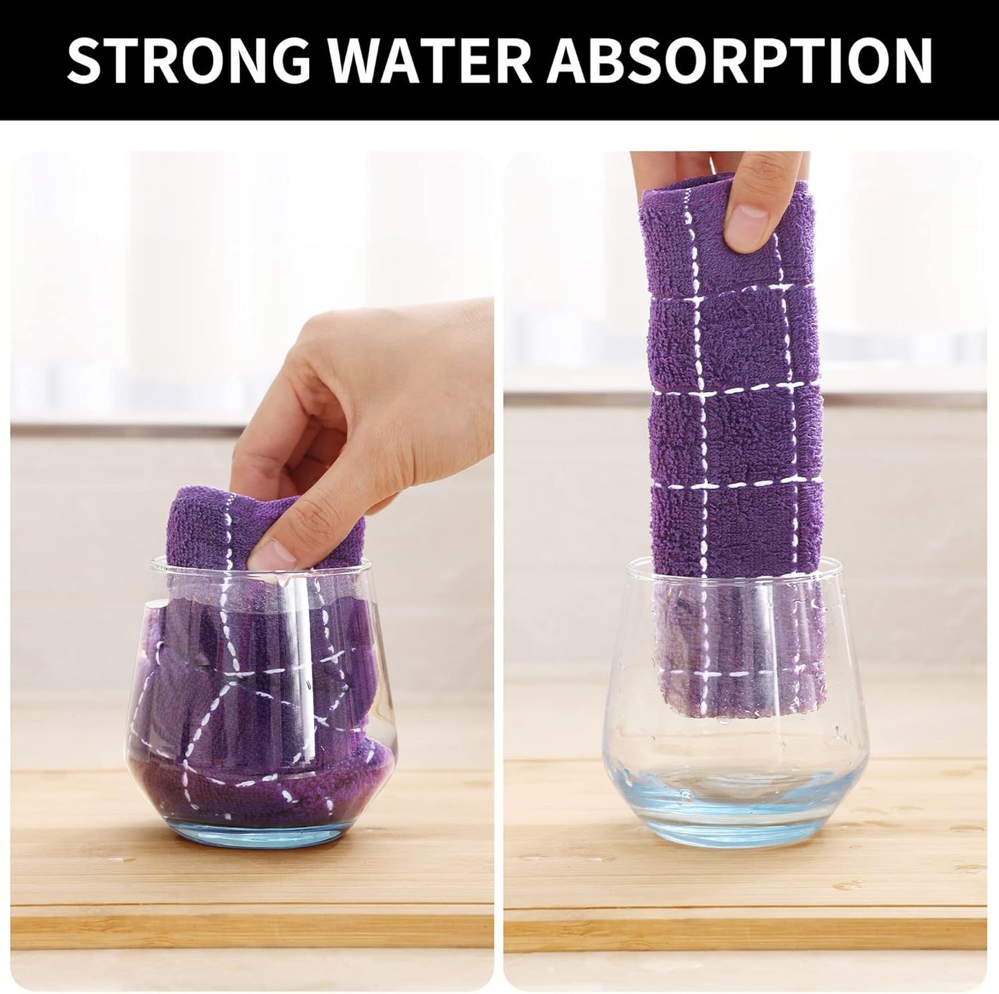 Homaxy 100% Cotton Terry Kitchen Dish Cloths, Ultra Soft and Absorbent Dish Towels for Kitchen, Suitable for Drying and Washing Dishes, 6 Pack, 12 x 12 Inches, Purple