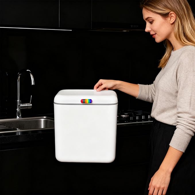 Compact Wall Mounted Humus Bucket with Fasteners Gluey Mattresses 2 Opening Fashion for Bathroom Bedroom Store Locking Mechanism Lid Kitchen Humus Bucket