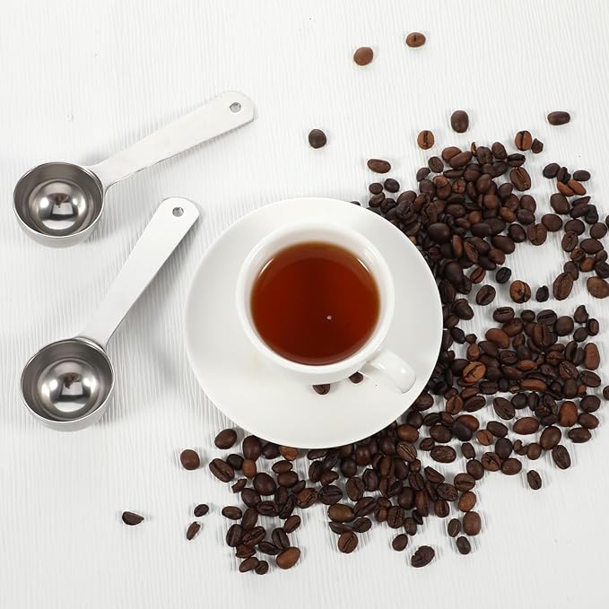 2 Pcs Stainless Steel Coffee Spoons, Coffee Scoop 1 Tablespoon, Long Handle Measuring Tablespoon, 1 tbsp Measuring Spoons for Ground-Coffee, Milk, Spice Jar, Cooking Baking (6 Inch, 20ml)