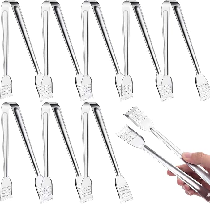 8 Pack Serving Tongs by Tcoin, 12 Inch Functional Tongs for Serving Food at Parties and Get-togethers, Versatile and Durable