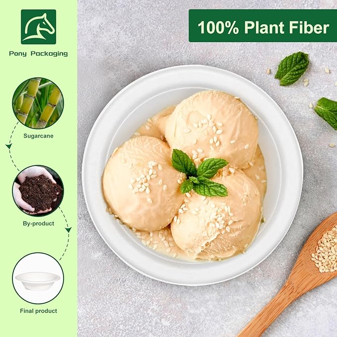 Paper Bowls 12oz, Disposable Bowls Heavy Duty, 250-Pack 100% Compostable Disposable Soup Bowl, Biodegradable Bagasse Hot Food Plates and Bowls -White