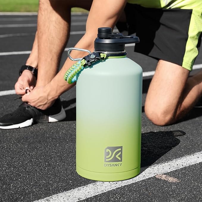 DYSANKY 1 Gallon Insulated Water Bottle | Upgraded Thickened Stainless Steel Metal Portable Sports Large Water Jug for Gym and Hiking with Carrier Bag, Handle Strap | BPA-Free 128 oz