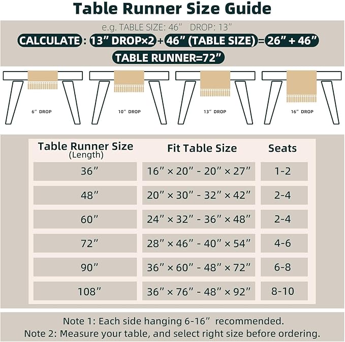 FEXIA Boho Table Runner for Thanksgiving Fall Christmas Home Decor with Tassels 72 Inches Long Pottery barn Furniture Farmhouse Rustic Macrame Burlap Table Decoration for Living Room (12x72 Inches)