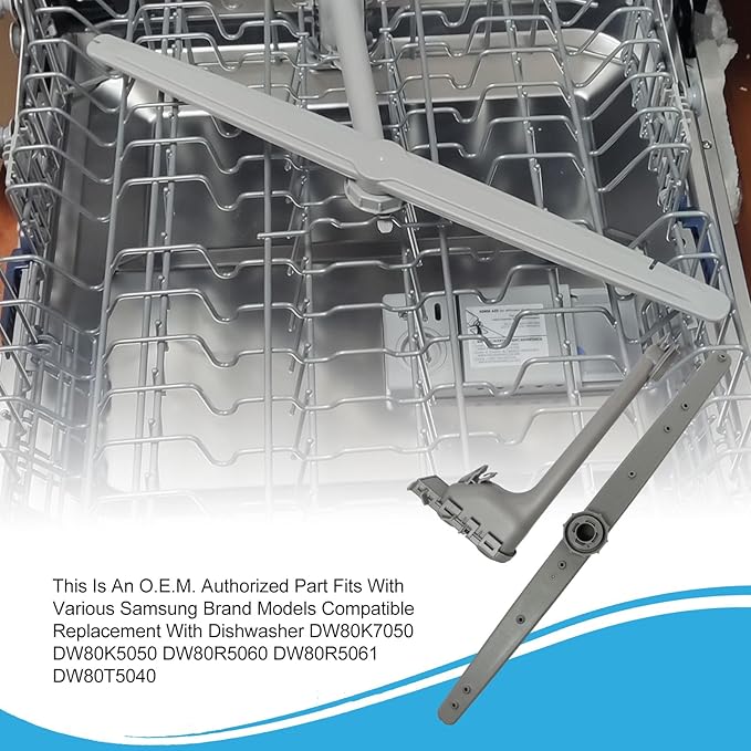 DD82-01064A Dishwasher Middle Nozzle Spray Arm and Holder -Compatible With Dishwasher Replacement of Dishwasher DW80K7050 DW80K5050 DW80R5060 DW80R5061 DW80T5041