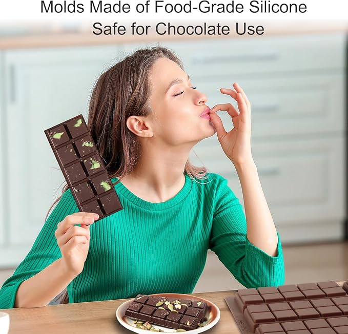 Chocolate Mold, Food-Grade Chocolate Silicone Molds, DIY Chocolate Bar Mold, Chocolate Chip Mold for Stuffed Bar, Premium Candy Bar Mold, Easy to Clean and Reusable