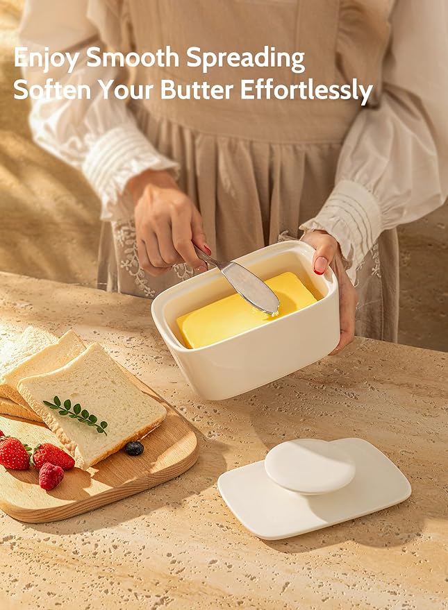 Sweese Large Ceramic Butter Dish with Lid for Countertop