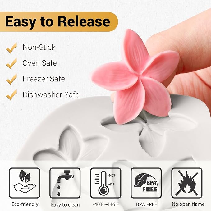 JOERSH 5PCS Silicone Flower Molds, Non-Stick Daisy Sunflower Fondant Chocolate Molds for Dessert Cake Decorating, Cupcake Topper, Cake Pop, Candy