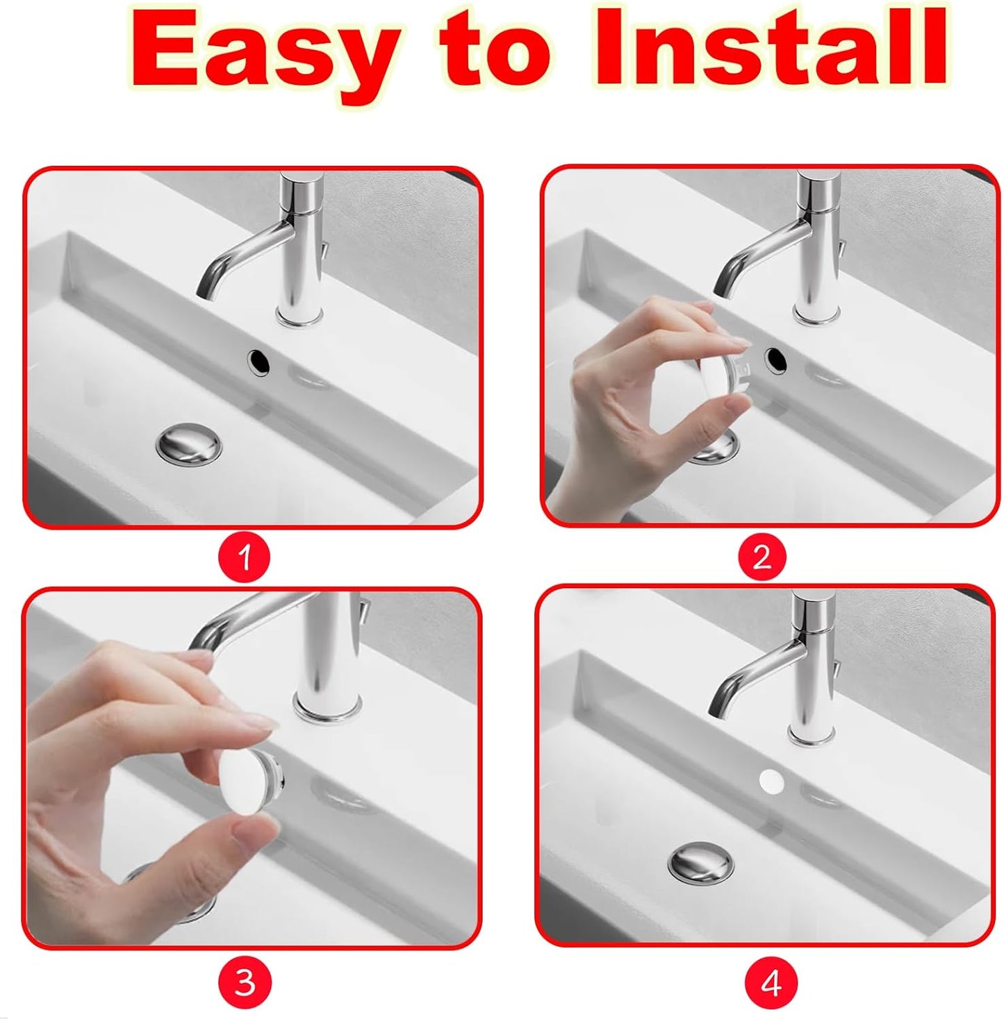 2 Pack Sink Basin Overflow Trim Ring,Solid Brass Bathroom Sink Trim Overfollow Cover,Sink Trim Overflow Cover Insert in Hole Round Caps or Kitchen Bathroom(White)