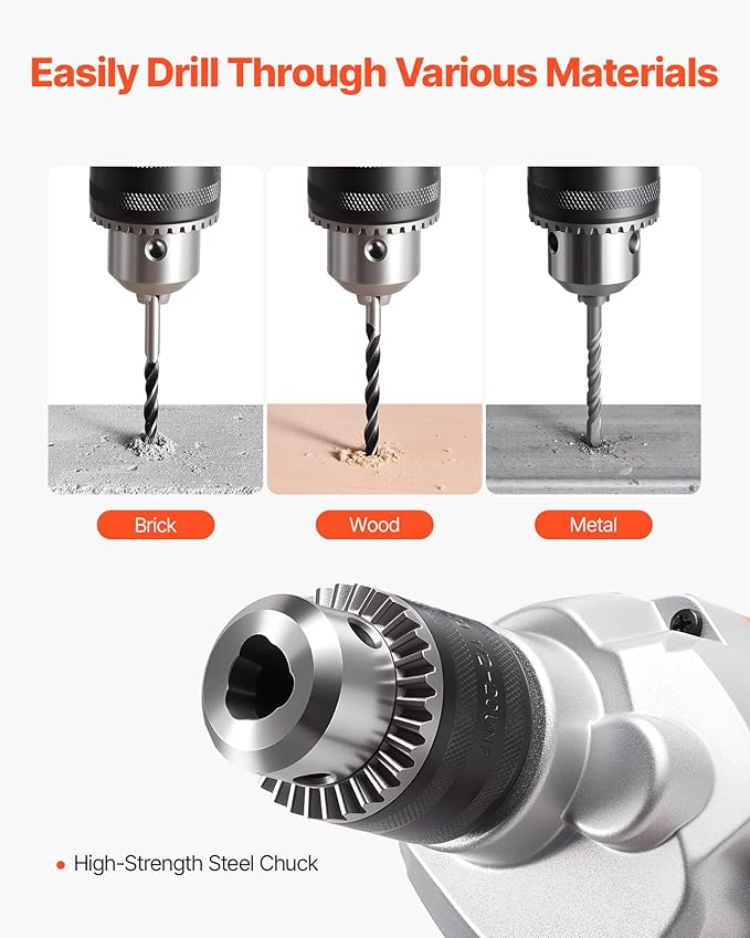 VEVOR Drill Mixer, 5/8 inch Corded Electric Drill Mixer Set, 0-750RPM 5.63A Mixing Drills, Mixing Drills Machine with D-Handle for Drilling & Blending, Handheld Cement Mixers for Fodder, Paint, Cement