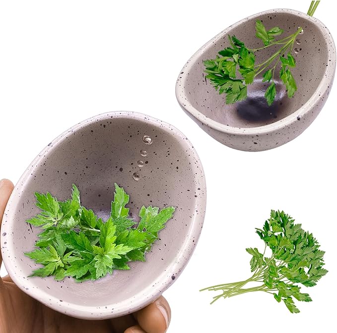 Herb Stripper, 4-Hole Design Pottery Herb Stripper,Handmade Ceramic Herb Stripper Bowl for Removing Leaves and Stems in the Kitchen (White Glaze)
