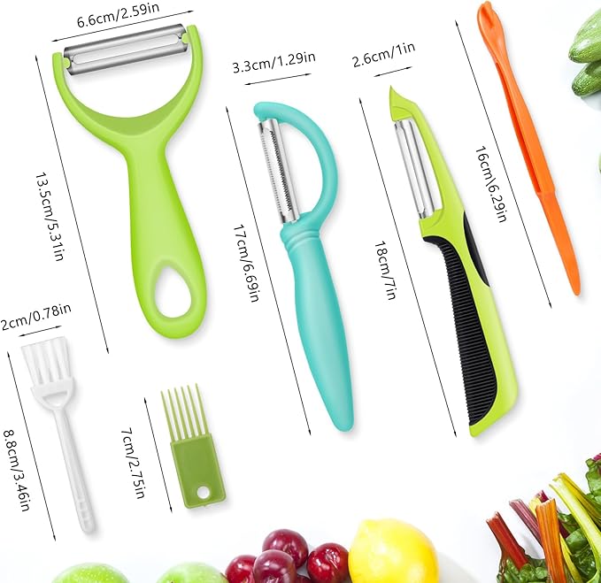 Senbowe Upgrade Potato Peeler for Kitchen, 6PCS Stainless Steel Vegetable Peeler, I and Y Veggie Food Peeler for Apple Fruit Carrot Zucchini Cucumber,Good Grip Makes Peeling Very Easy
