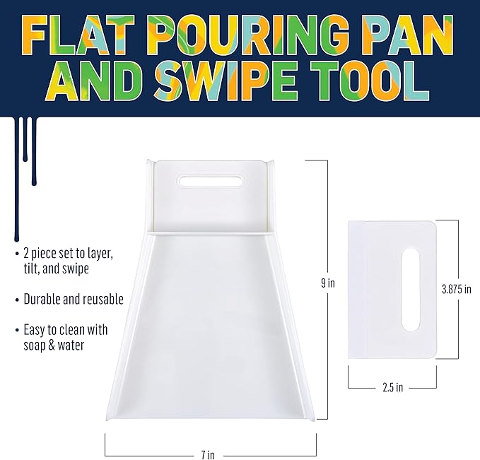 FolkArt Drizzle Flat Pouring Pan and Swipe Set, Durable Tools Perfect for DIY Paint Pouring Arts and Crafts Projects, 50828