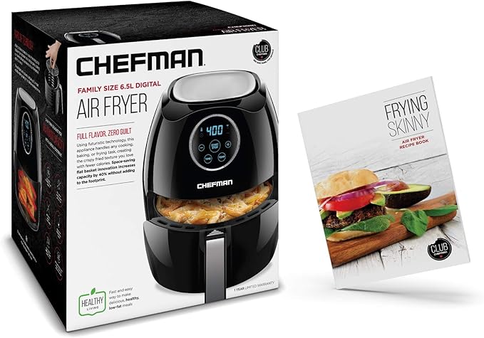 CHEFMAN Large Air Fryer 6.5 Qt XL, Healthy Cooking, User Friendly, Nonstick, Digital Touch Screen with 4 Cooking Functions w/ 60 Minute Timer & Auto Shut Off, BPA-Free, Dishwasher Safe Basket, Black