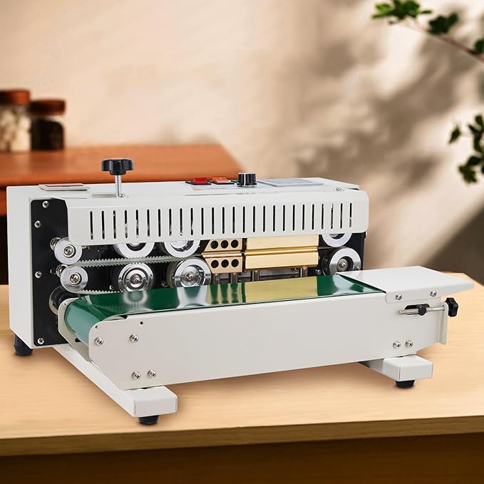 VEVOR Continuous Bag Band Sealing Machine, 0.24-0.47 in/6-12 mm Seal Width, Horizontal Band Sealer Machine with Digital Temperature Control, Bag Sealer for 0.02-0.8 mm Plastic Bags with Count Function
