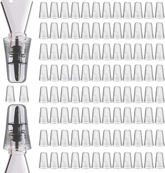 Chengu 100 Pieces Liquor Bottle Toppers for Liquor Pour Bottle Covers Universal Pour Dispenser Bar Dust Translucent Rubber Spout Covers for Home Kitchen Tools Supplies