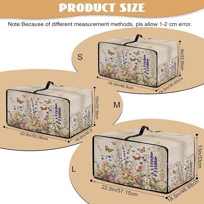 Toaster Oven Cover Washable Small Kitchen Appliance Dust Cover with Pockets, for Air Fryer Toaster Ovens, Microwaves, L, 18.5 x 22.5 x 13 Inches, Retro Floral Butterfly Print